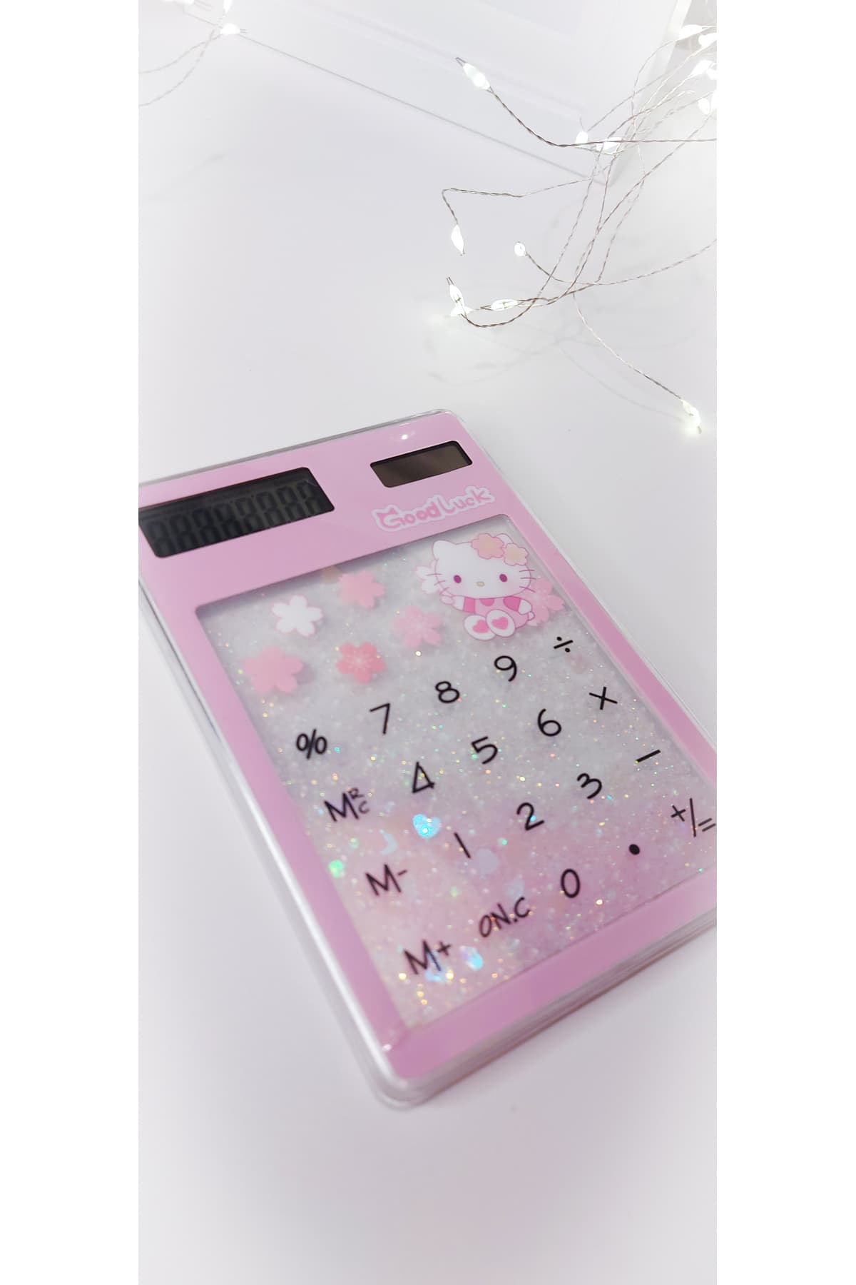 Hello Kitty Sakura Sulu Simli Şefaf Hesap Makinası